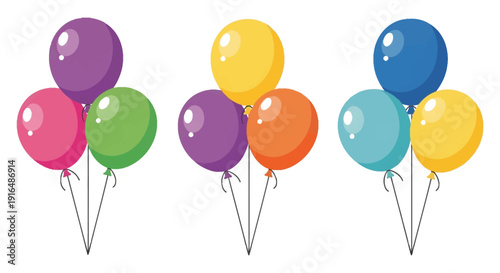 A colorful collection of inflated balloons arranged in a playful celebratory composition high quality professional detailed