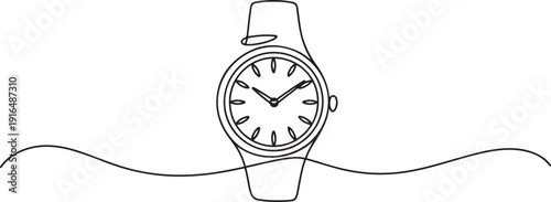 Watch icon continuous one line drawing outline. one line Art icon drawing vector