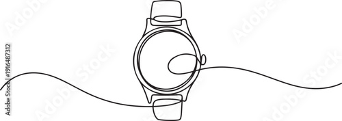 Watch icon continuous one line drawing outline. one line Art icon drawing vector