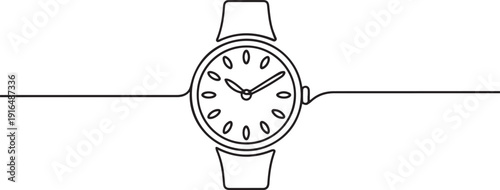 Watch icon continuous one line drawing outline. one line Art icon drawing vector
