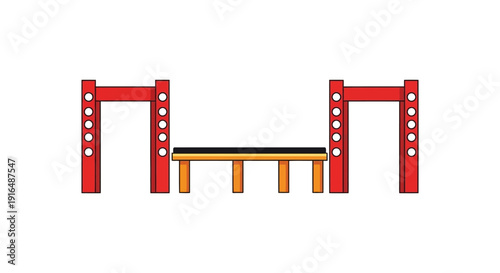 A cartoon illustration of a goal post with a crossbar viewed from the front high quality