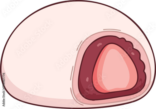 Delicious Strawberry Daifuku Mochi Japanese Dessert Illustration.
