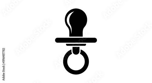 A simple black silhouette of a baby pacifier a common item for soothing infants high quality