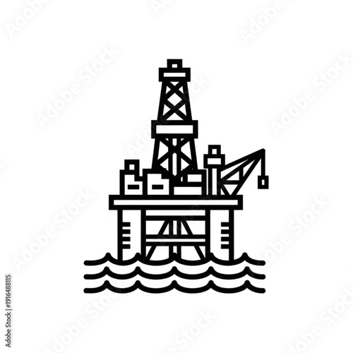 Offshore oil rig platform in the ocean.