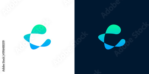 Abstract futuristic swirling design elements set on white and dark backgrounds