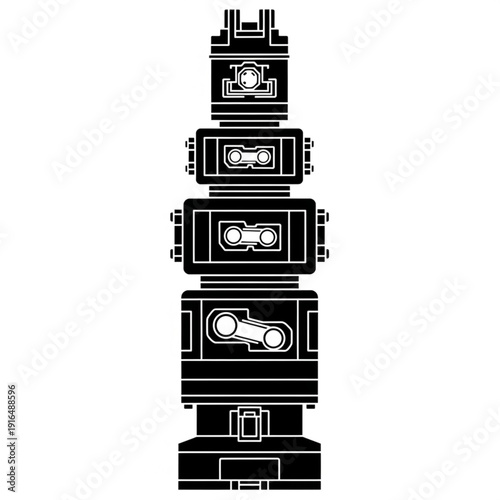 Industrial machinery equipment with pipes and valves illustration.