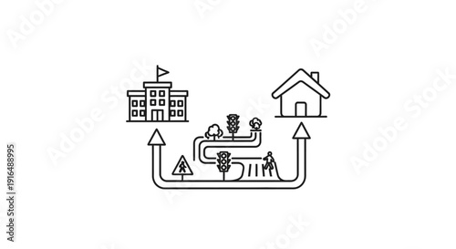 Smart Water Supply and Industrial Pipeline System Connecting City Infrastructure, Residential and Utility Network Concept, Modern Line Vector Illustration

