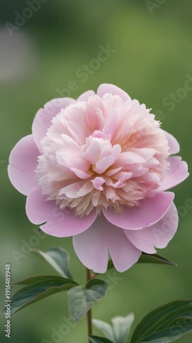 Pink Peony Flower Blossoming in Garden.