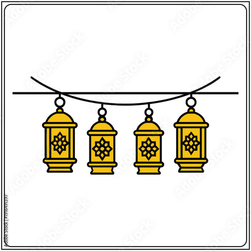 Elegant Ramadan Lantern Lights Islamic Festive Decoration Background