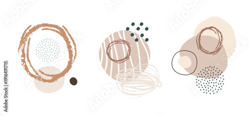 Minimalistic vector illustration bundle with abstract circles and dots