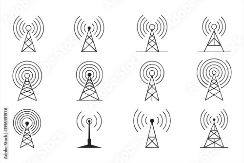Communication Infrastructure Minimal Vector Icons