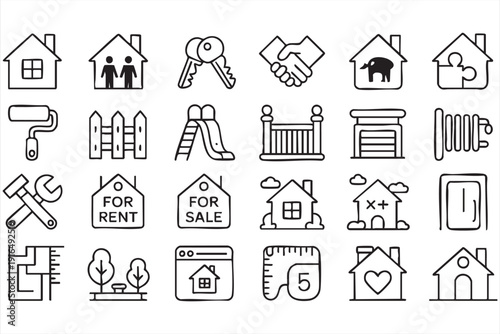 Home Property, Sale and Rent Vector Symbols