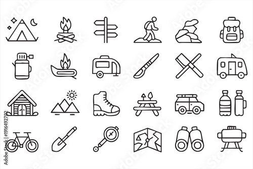 Trekking, Trail and Expedition Line Art Bundle