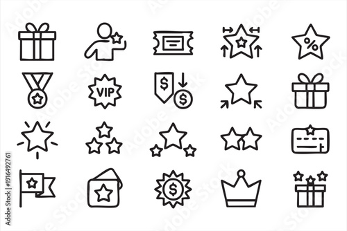 Star Rating and Loyalty Program Vector Symbols