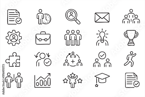 Human Resources and Recruitment Outline Icon Collection