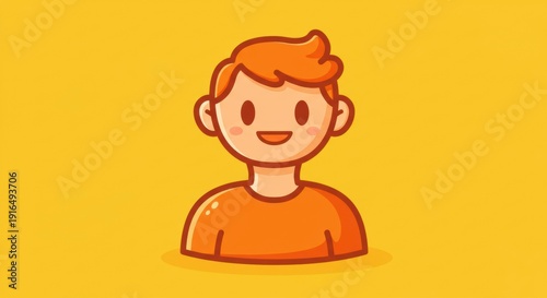 cartoon boy illustration orange shirt yellow background