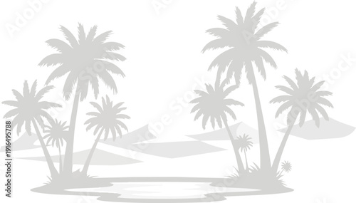 Group of Palm Trees Silhouette Illustration.