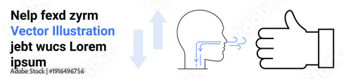 Health education, wellness, respiratory care, human biology, nonverbal communication, and positive feedback. Diagram of airflow in lungs next to a thumbs-up. Health education and respiratory care