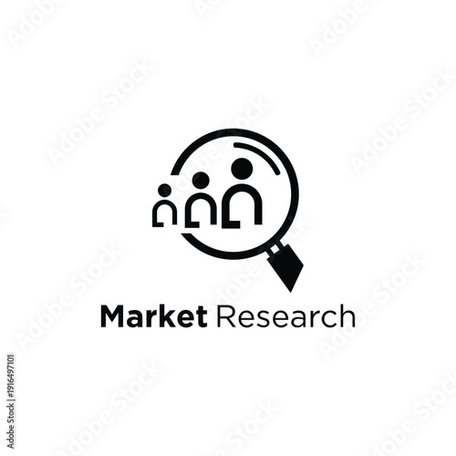 Market Research Logo Magnifying Glass and People Icon.