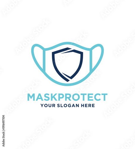 Mask Protect Logo Design Shield and Face Mask Combination.