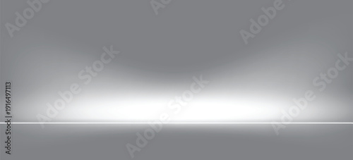 White grey studio room. Limbo light background. Abstract 3d gradient backdrop for product presentation. Minimal wall scene spotlight. Showcase, promotion display.