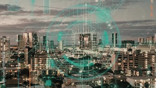 city technology video footage stock