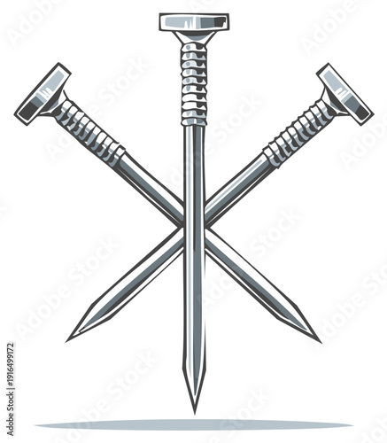 Symbol of Three Crossed Nails Design in Black and White