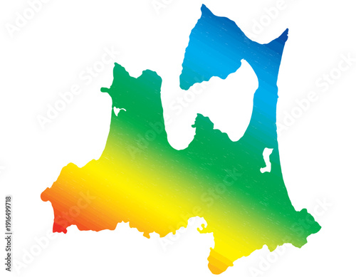 青森県　虹色　カラフル　イラスト