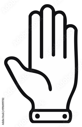 Open Hand Gesture Silhouette, Five Fingers Spread, Simple Iconography
