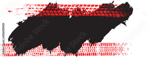 Grunge racing banner with tire track texture , perfect for motorsport design. Racing-inspired grunge background for automotive branding design. Vector illustration.