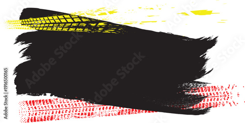 Grunge racing banner with tire track texture , perfect for motorsport design. Racing-inspired grunge background for automotive branding design. Vector illustration.