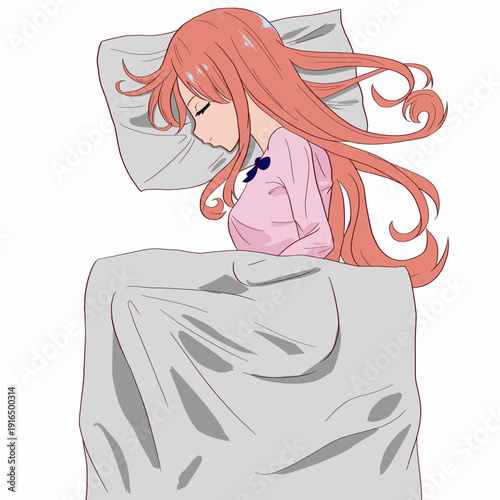 布団で眠っている女性