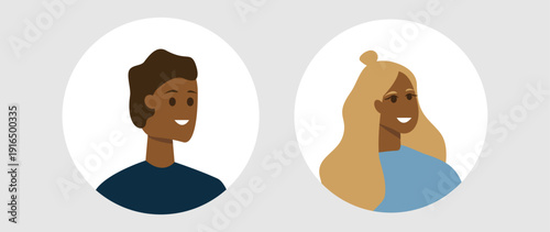 Vector flat illustration. Color avatar, user profile, face icon, profile picture. Suitable for social media profiles, icons, splash screens and as a template.