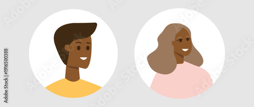 Vector flat illustration. Color avatar, user profile, face icon, profile picture. Suitable for social media profiles, icons, splash screens and as a template.