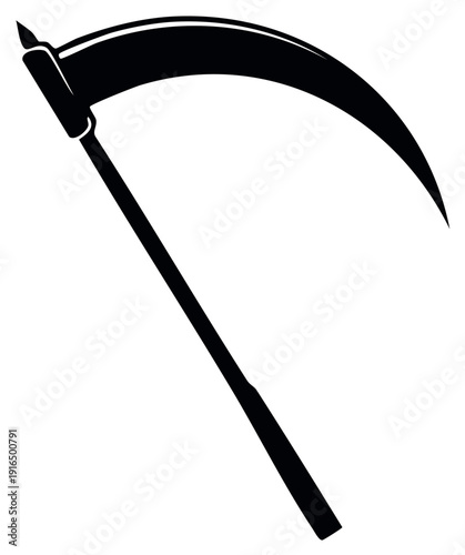 Black Scythe Icon Symbol of Death and Harvest Vector Graphic Illustration