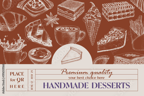 Handmade desserts banner with pastry