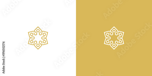 Elegant golden floral design on white and gold backgrounds.
