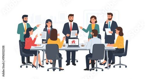 Business Professionals Collaborating Around Conference Table.