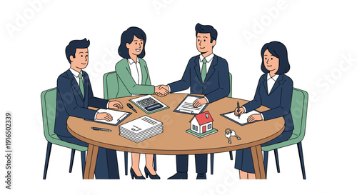 Business Professionals Discussing at Conference Table.