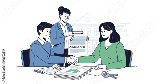 Business Professionals Signing Documents at Meeting.