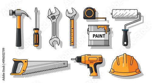 Collection of Construction Tools and Equipment.