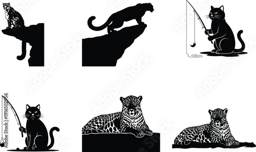 Collection of cats in various poses and patterns
