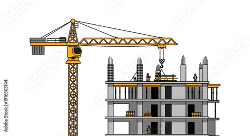 Construction Site with Crane and Building 1.
