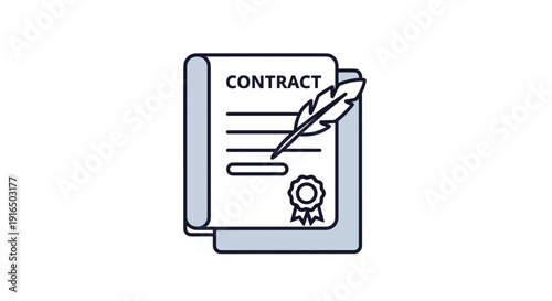 Contract Document with Quill Pen Icon.