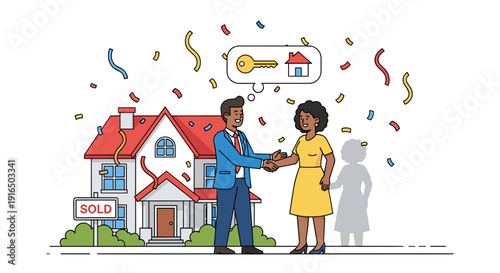 Couple Receiving House Keys from Realtor.