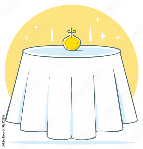 Cartoon Magic Potion on Tablecloth Display Magical Bottle Container