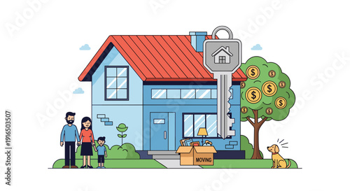 Couple Standing Outside Their New Home.