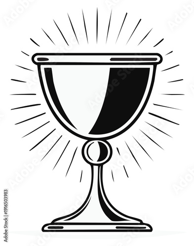 Sacred chalice with radiating light illustration