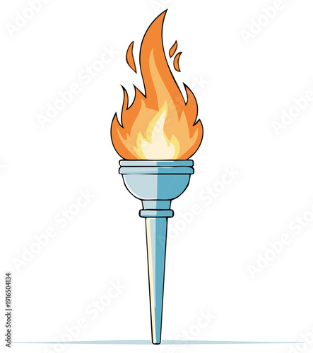 Cartoon Illustration of a Flaming Torch for Sports Competitions and Victory