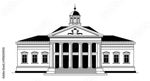 Government Building with Columns and Dome.